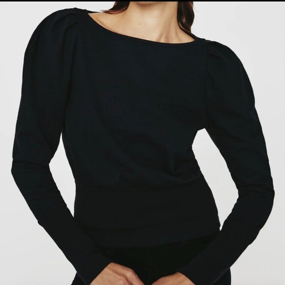 Adriano Goldshmeid AG Black Walker Sweatshirt Puff Sleeve Sweatshirt SZ M - Picture 1 of 10